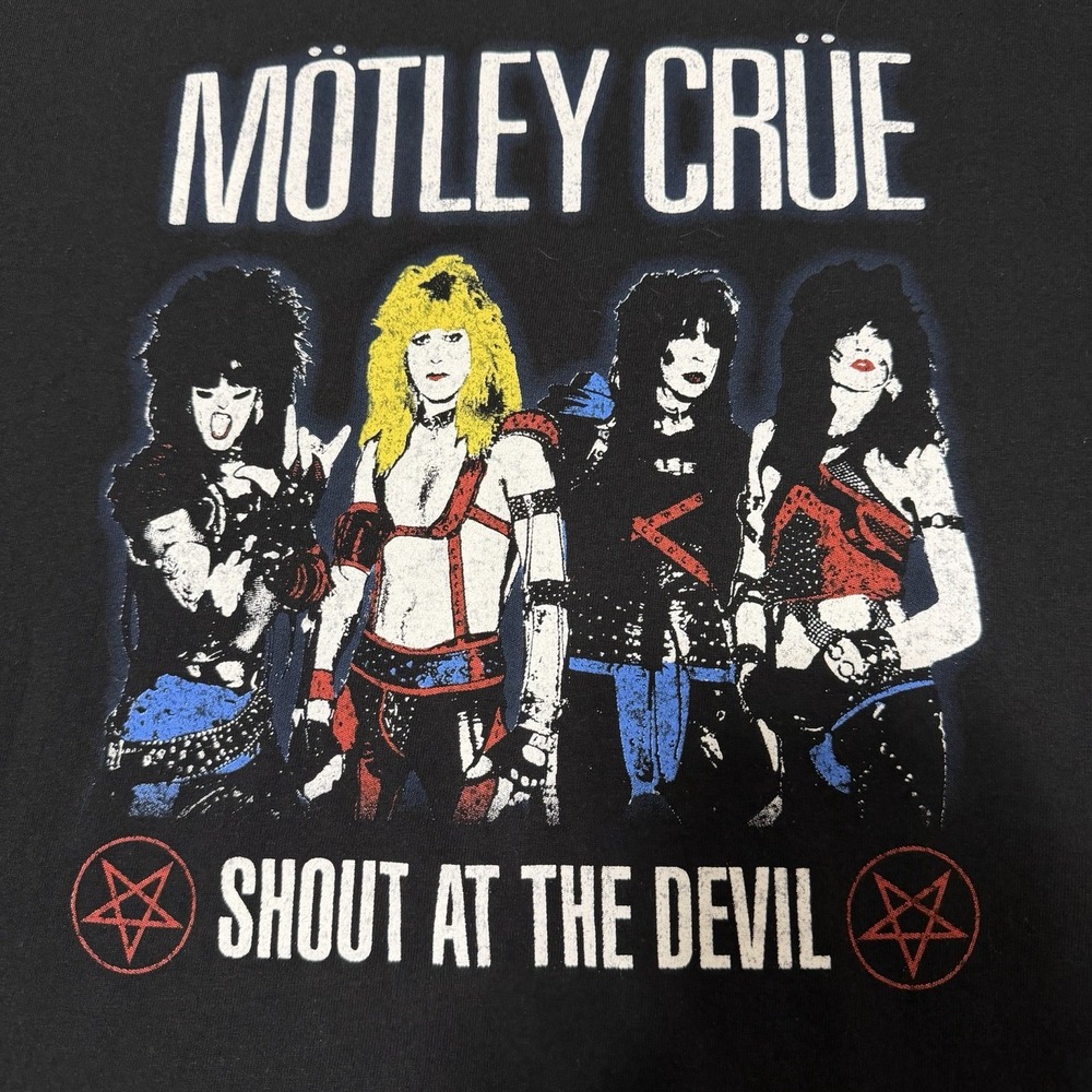 Motley Crue Shout at the Devil Heavy Metal T Shirt Black Grunge Streetwear XXL